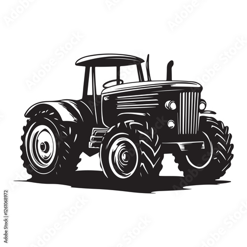 Fotografija Rural Workhorse Tractor – Bold Outline Drawing