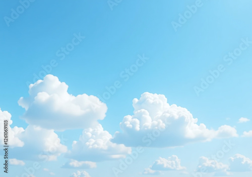 softly focused blue skies white clouds clean empty