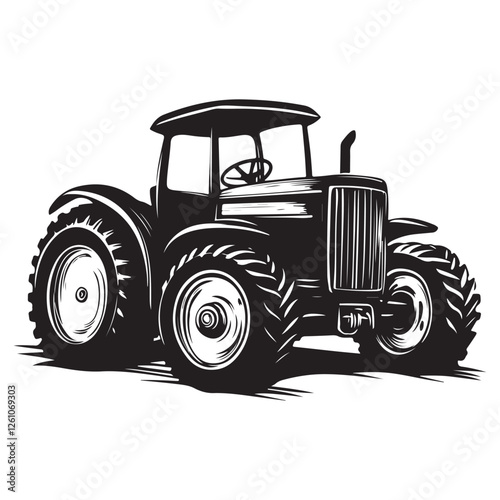 Slika na platnu Rural Workhorse Tractor – Bold Outline Drawing