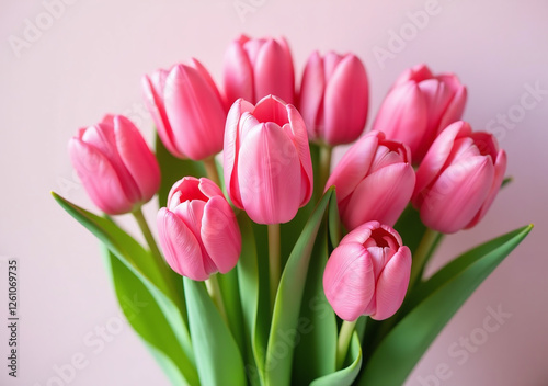 spring flowers pink tulips bouquet make lovely gift mothers special space filled