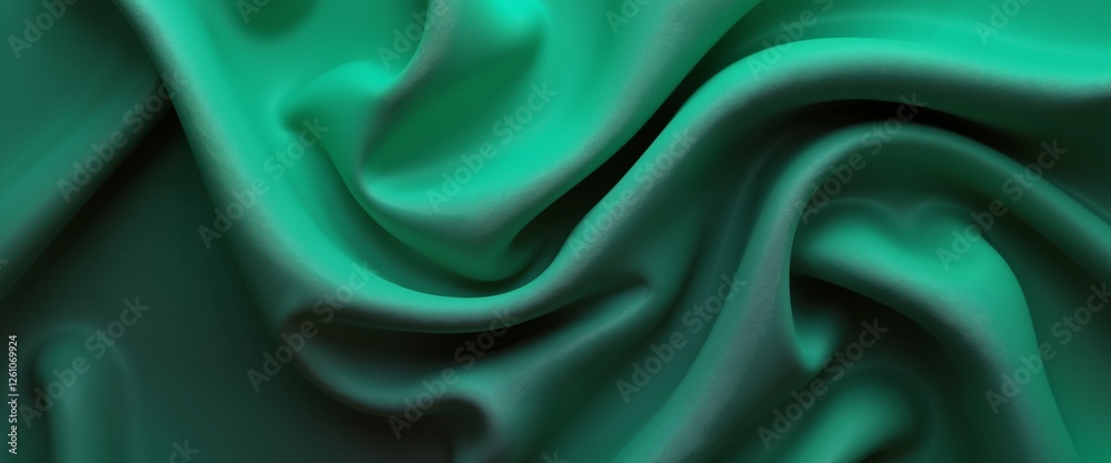 Fototapeta premium Flowing Green Silk Fabric, Abstract, Elegant Design for Textiles or Backgrounds