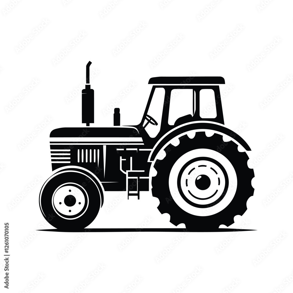 Obraz premium Tractor Vector Illustration logo with Heavy Duty tractor Icon vector on white background
