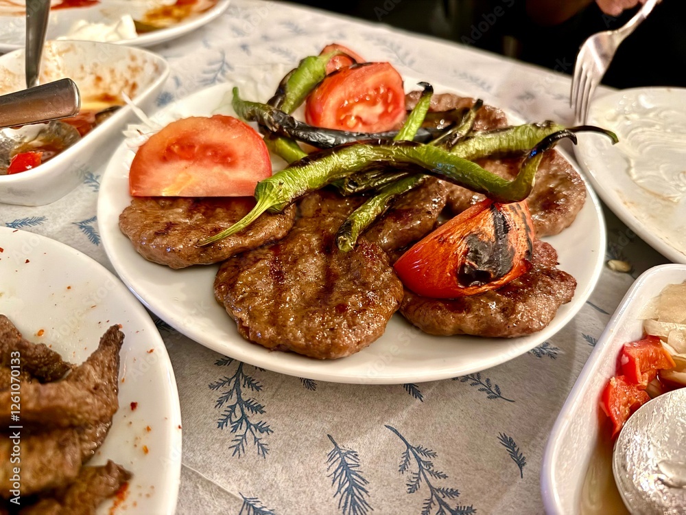 Turkish kofte or kofta served at local traditional restaurant Turkish kofte or kofta served at local traditional restaurant