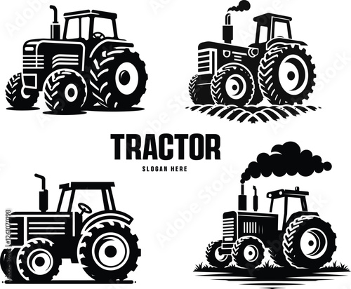 Tractor Vector Illustration logo with Heavy Duty tractor Icon vector on white background