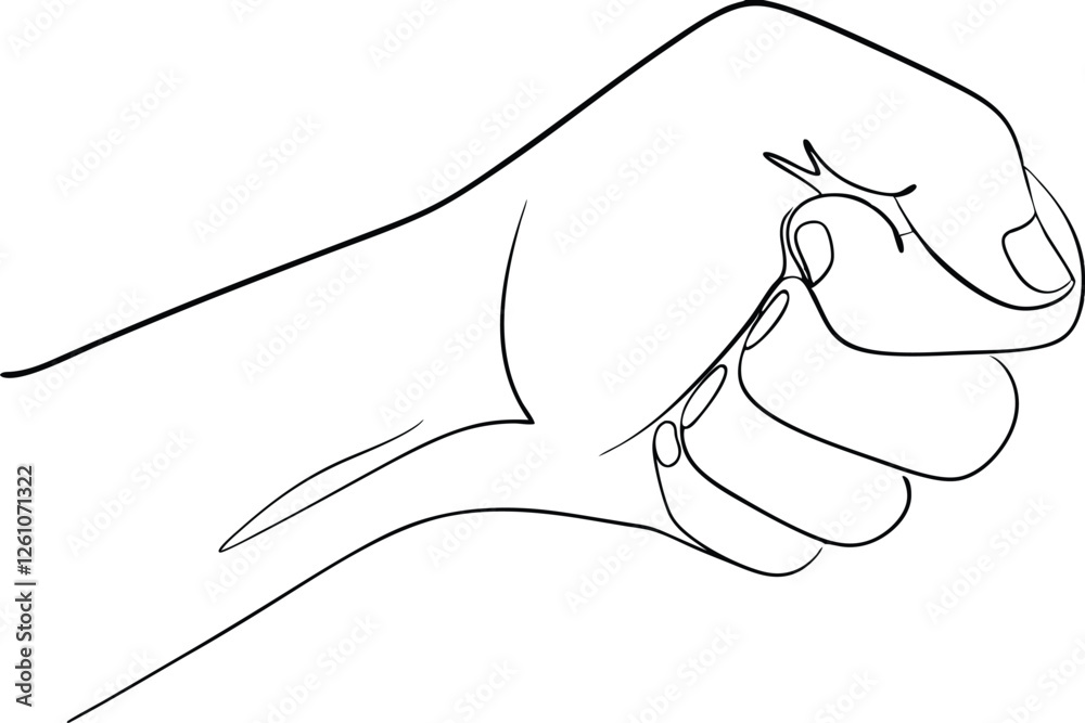 Line Art Drawing of a Human Hand in a Fist Line Art Drawing of a Human Hand in a Fist