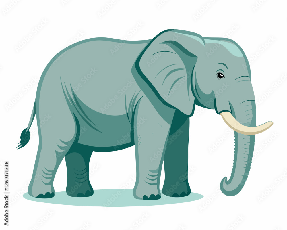 Fototapeta premium Elephant vector, Simple color Design vector icon with white background. Wild Animal Vector., Cartoon vector, 2d vector 