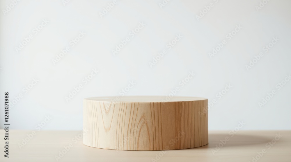 Wooden cylinder: minimalist product display, natural wood grain. Minimal staging for product photography. Wooden cylinder: minimalist product display, natural wood grain. Minimal staging for product photography.