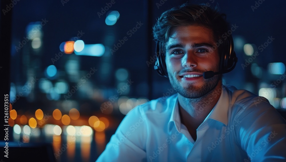 Night Shift Support Agent Smiling at Camera Night Shift Support Agent Smiling at Camera