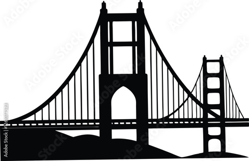 Golden gate bridge black silhouette,Golden gate bridge clip art vector