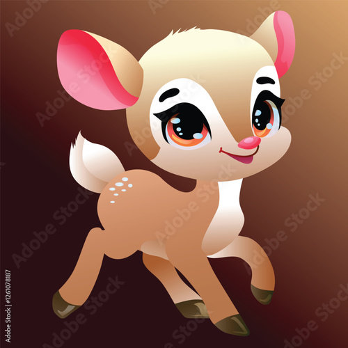 cute baby deer cartoon smiling