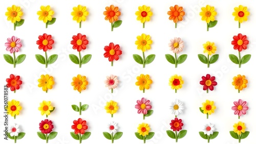 
Pattern of flowers on a white background.