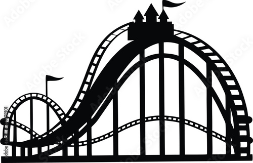 Rollercoaster silhouette vector. Rollercoaster Black flat icon illustration,Roller coaster clip art