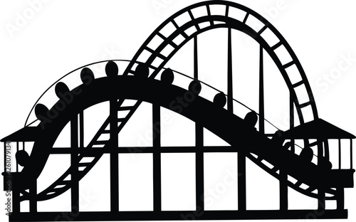 Rollercoaster silhouette vector. Rollercoaster Black flat icon illustration,Roller coaster clip art