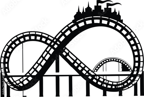Rollercoaster silhouette vector. Rollercoaster Black flat icon illustration,Roller coaster clip art