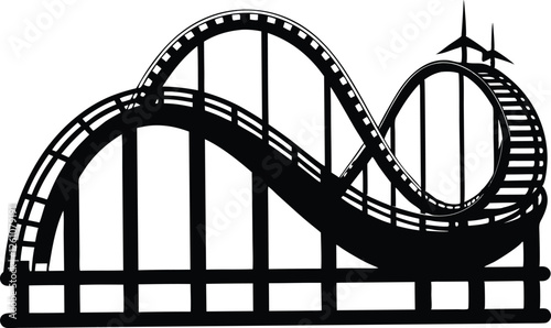 Rollercoaster silhouette vector. Rollercoaster Black flat icon illustration,Roller coaster clip art