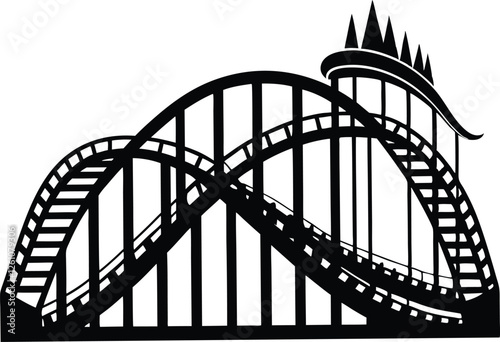 Rollercoaster silhouette vector. Rollercoaster Black flat icon illustration,Roller coaster clip art