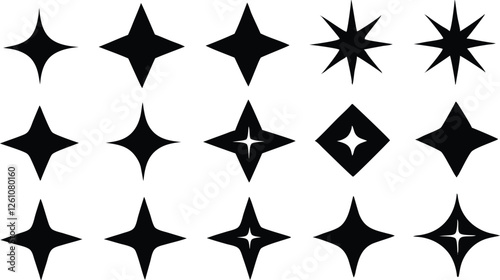 Sparkle  Shine Star Black flat  silhouette ,retro Star vector icon