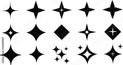 Sparkle  Shine Star Black flat  silhouette ,retro Star vector icon