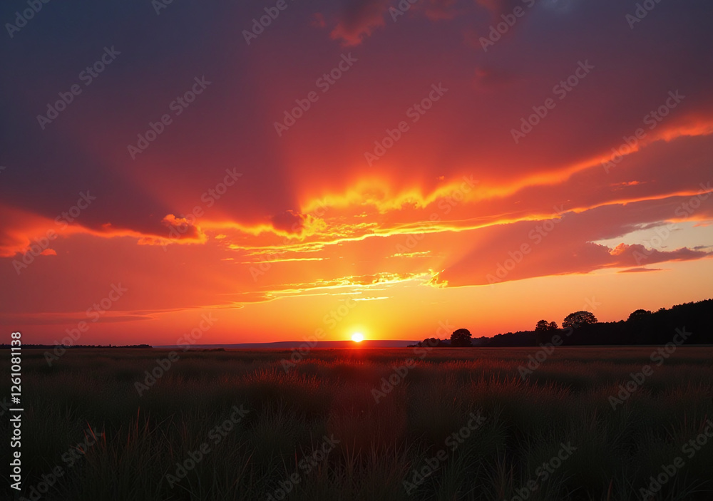 Obraz premium warm colors fade slowly across sky sunset every evening bringing peaceful end another day
