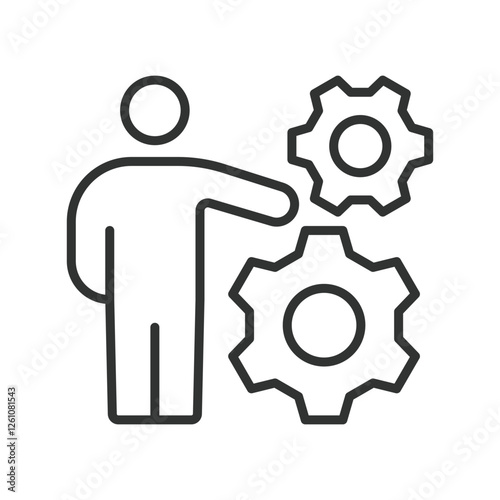 Managing icon in line design. Managing, management, control, organization, leadership, planning, coordination on white background vector. Managing editable stroke icon