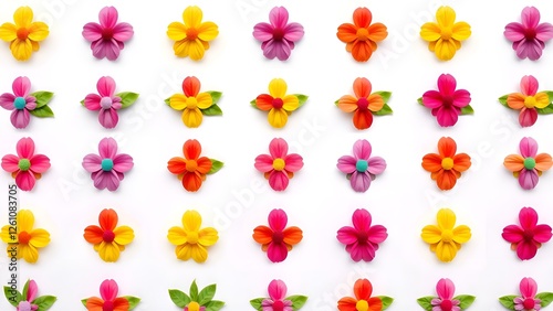 
Pattern of flowers on a white background.
