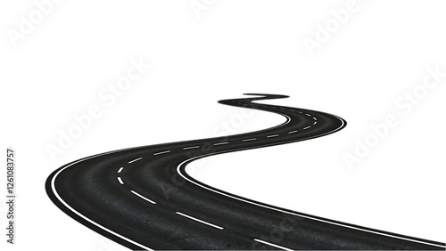 A winding road curves out of view hinting at themes of travel, paths, or journeys photo