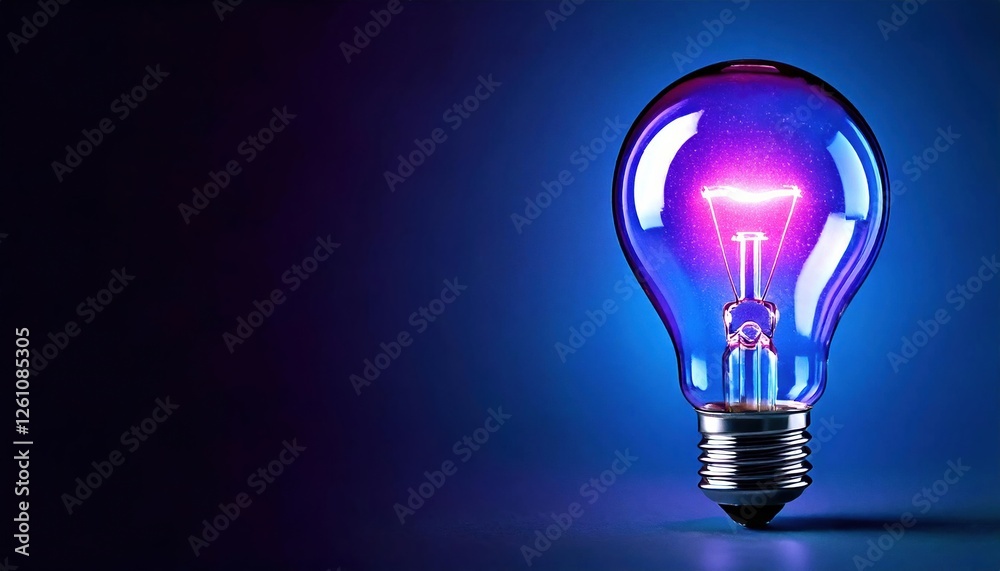 Colorful glowing light bulb shines brightly in a dark, artistic setting Colorful glowing light bulb shines brightly in a dark, artistic setting