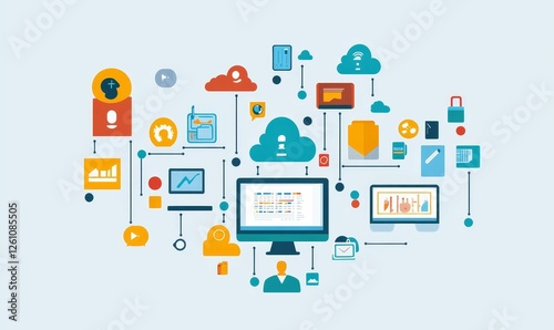 Wallpaper Mural Digital network complex data visualization system Torontodigital.ca