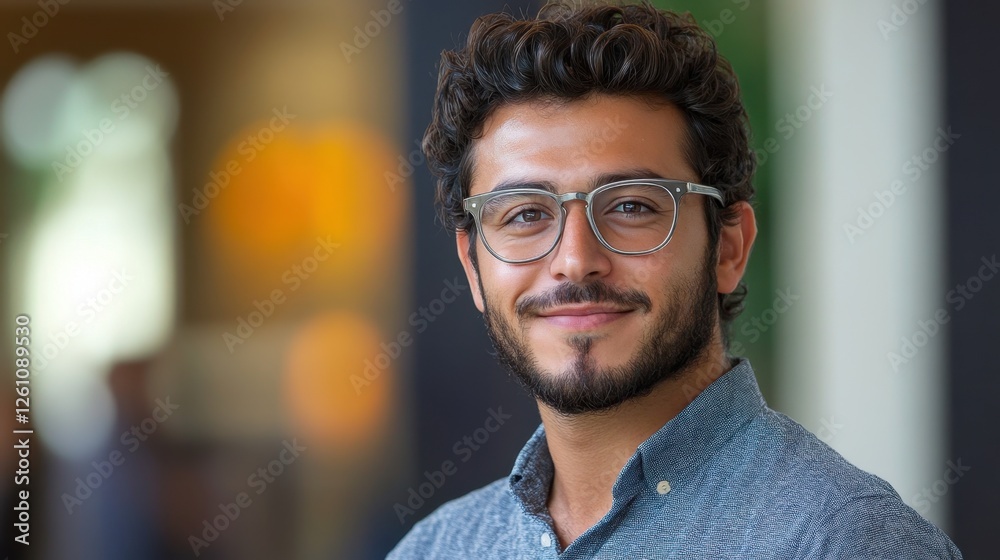 Confident young man smiles warmly while engaging with friends in a lively urban setting during a sunny afternoon Confident young man smiles warmly while engaging with friends in a lively urban setting during a sunny afternoon
