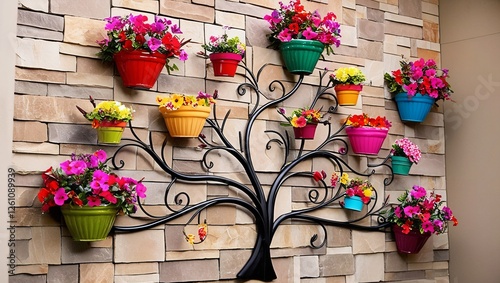 Obraz na płótnie flower pots design , AI Generated. w salonie