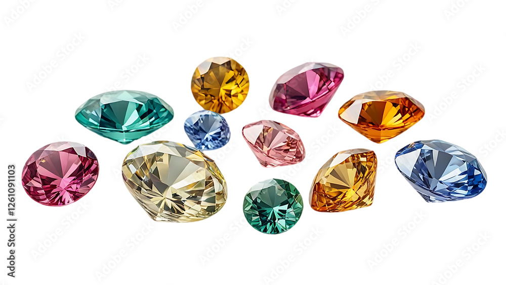 A selection of various gemstones, grouped together on transparent background A selection of various gemstones, grouped together on transparent background