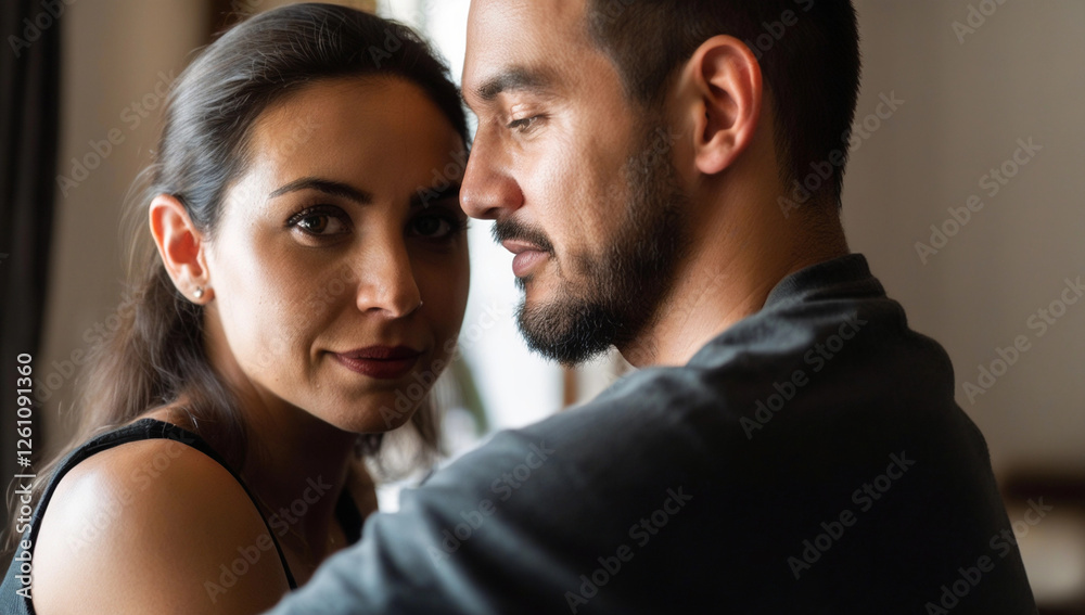 Extreme close-up portrait of a couple sitting by the window, the soft natural light streaming in and illuminating their peaceful expressions. Extreme close-up portrait of a couple sitting by the window, the soft natural light streaming in and illuminating their peaceful expressions.