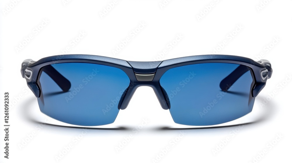 Fototapeta premium Stylish blue-tinted sunglasses designed for outdoor adventures under bright sunlight for maximum eye protection