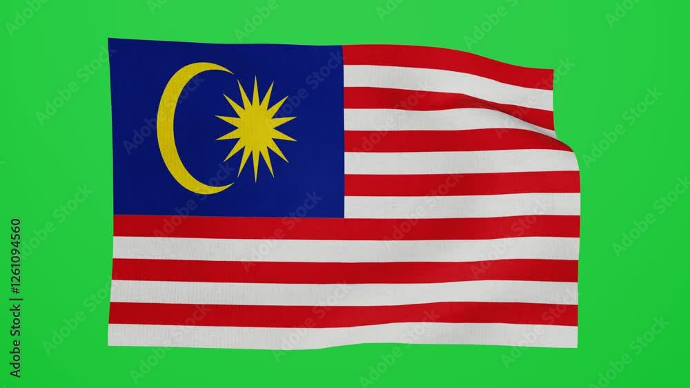3D animation of Malaysia waving flag isolated on a green background. Realistic fabric texture of Malaysia national flag flying smoothly on chroma key. For independence day. 4k Premium quality. 3D animation of Malaysia waving flag isolated on a green background. Realistic fabric texture of Malaysia national flag flying smoothly on chroma key. For independence day. 4k Premium quality.