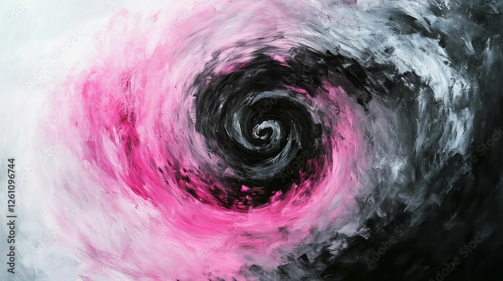 Fototapeta premium Pink black swirl abstract painting texture
