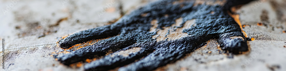 Fototapeta premium Dark Substance Imprint on Granular Surface