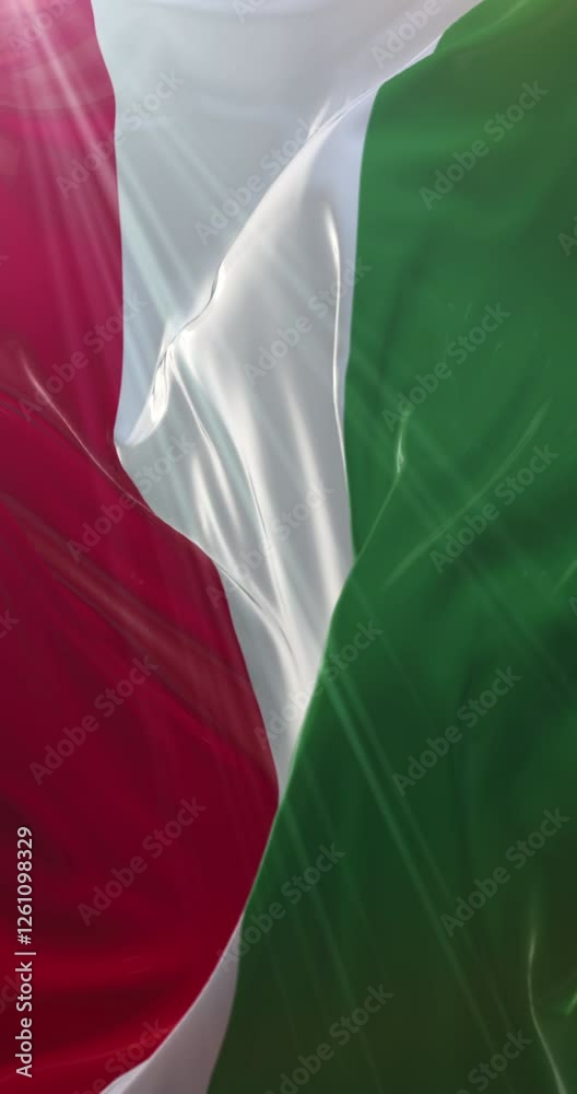 Italy Flag Waving. 4K Vertical. Loop