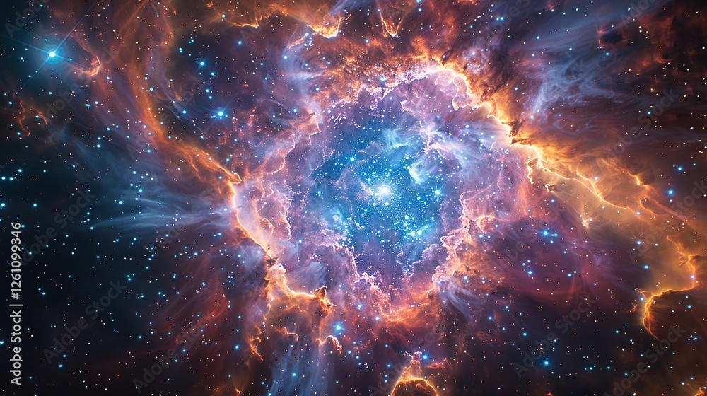 Obraz premium A supernova explosion, the violent death of a massive star, releasing energy visible across vast distances