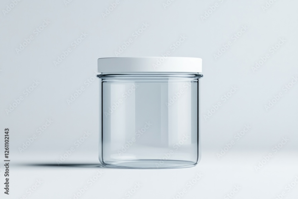 dynamic design of transparent plastic food container with white lid displayed on plain white background with copy space dynamic design of transparent plastic food container with white lid displayed on plain white background with copy space