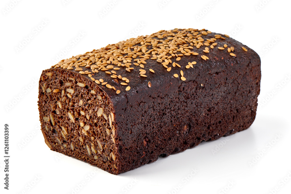Rye bread with seeds, isolated on white background. Rye bread with seeds, isolated on white background.
