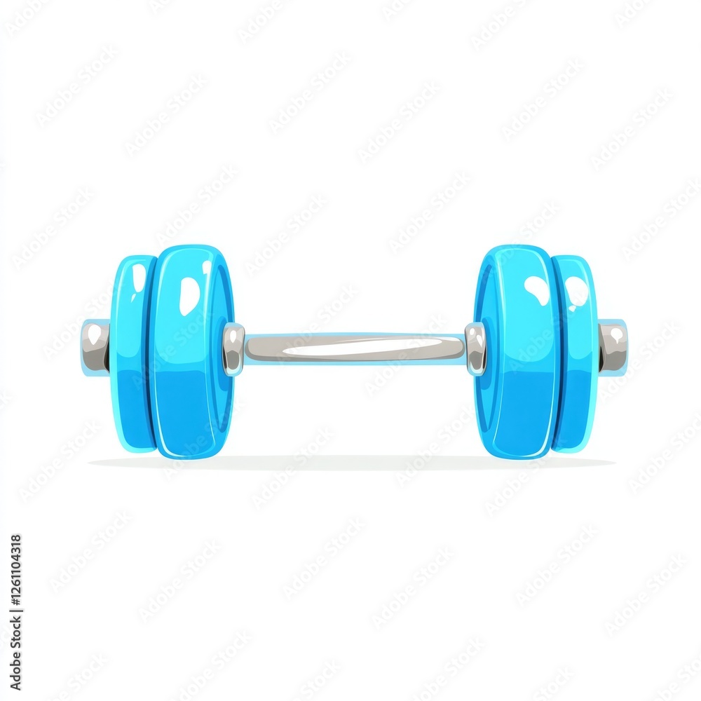Obraz premium Playful Blue Dumbbell Icon on White Background