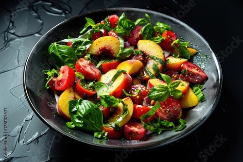 Vibrant Peach Tomato Salad with Fresh Basil