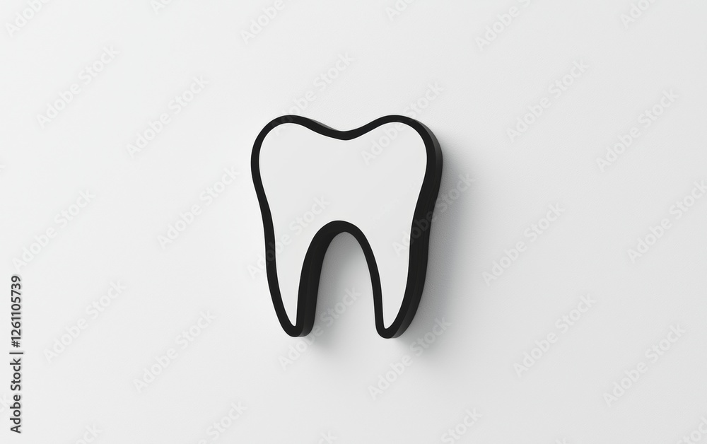 Modern dental decor element shaped like a tooth against a minimalist wall Modern dental decor element shaped like a tooth against a minimalist wall