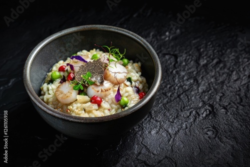 Uni Risotto and Seared Scallops with Truffle Flavor Profile