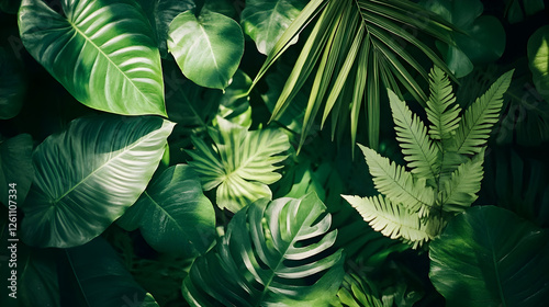 Soft-focus green foliage background with gentle light and shadow creating a dreamy forest ambiance