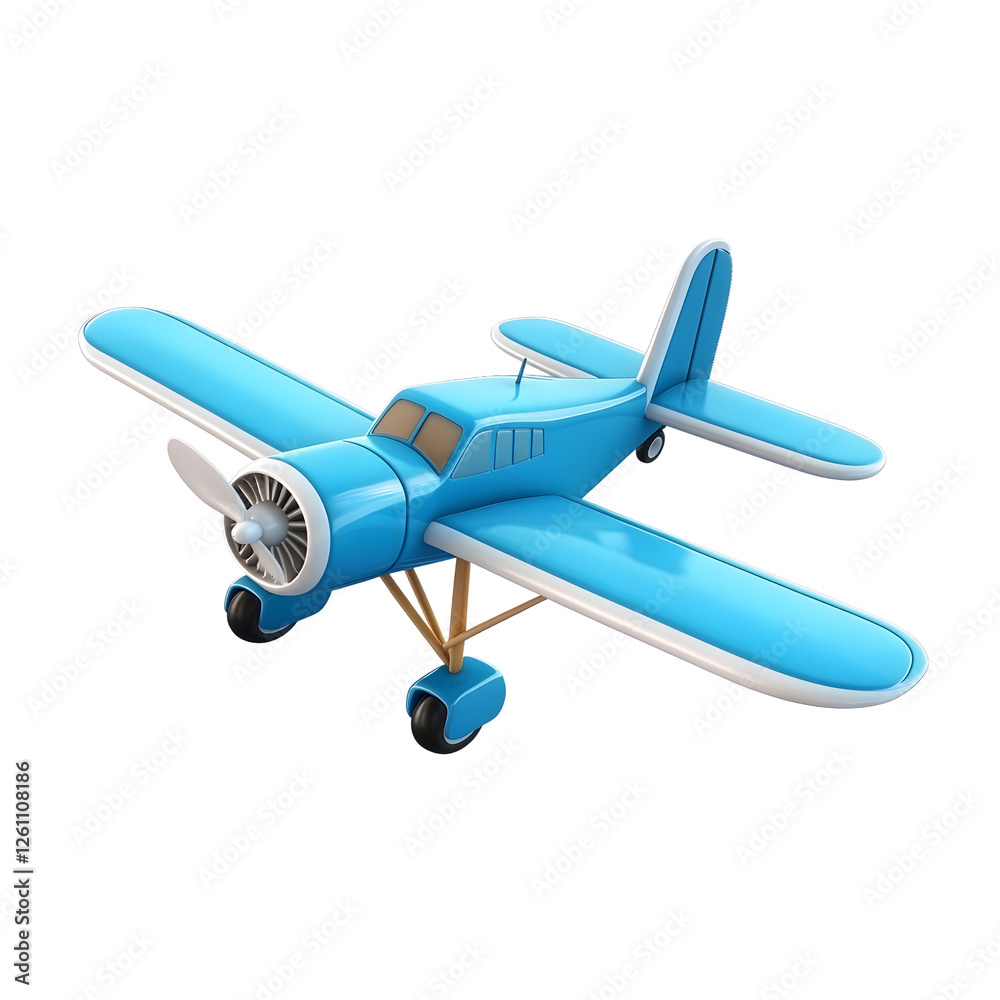 Playful Blue Airplane Toy in 3D Render Playful Blue Airplane Toy in 3D Render