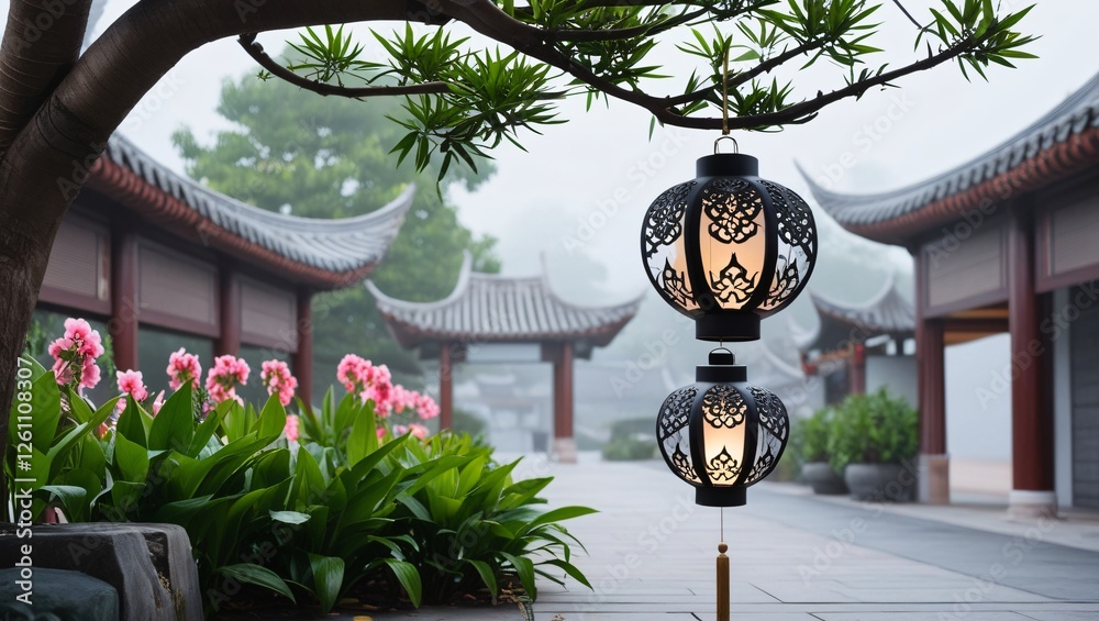 traditional chinese lantern , AI Generated.