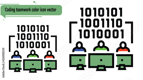 Coding teamwork color icon vector