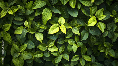 Vibrant rainforest background with rich layers of green leaves creating a sense of depth and tranquility