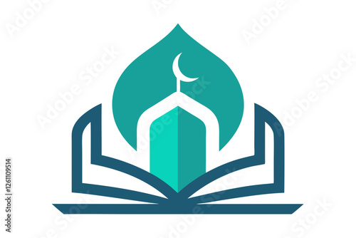 Islamic Education Logo with Open Book and Mosque Elements, Islamic logo vector illustration, logo design 